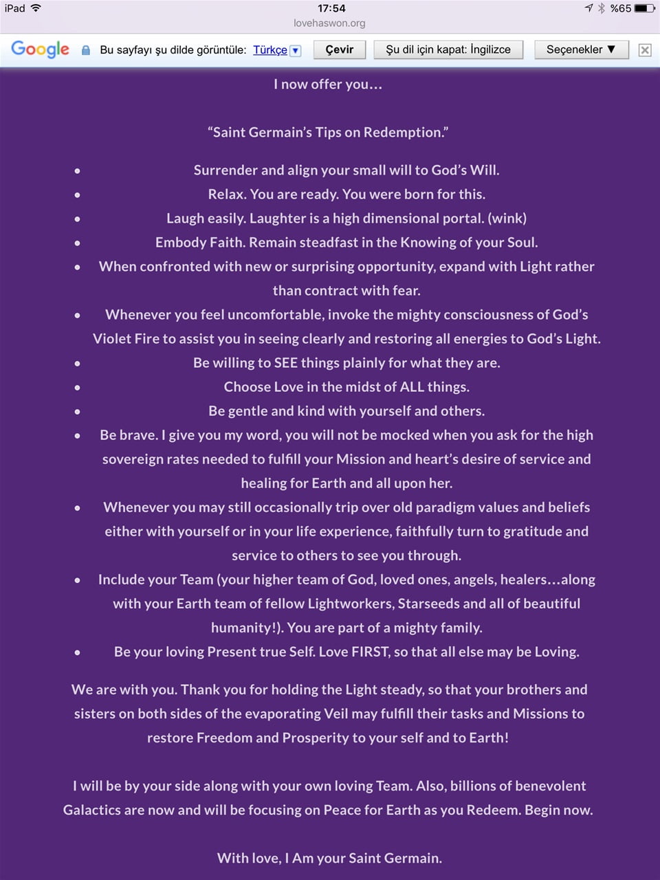 St. Germain’in Yükseliş Önerileri…